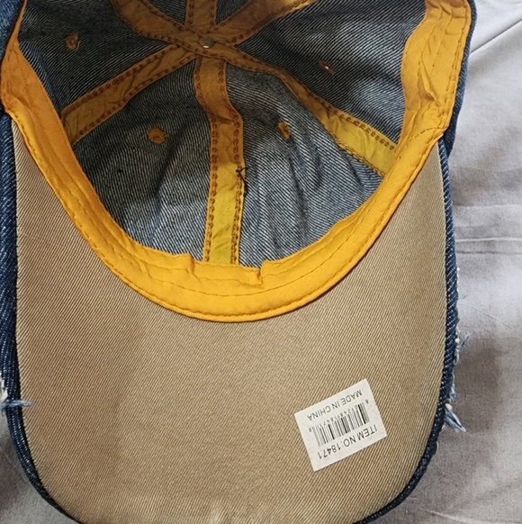 USA Jewel Studded Baseball Cap Star Bling Rhinestone Distressed Jean Denim Hat - Picture 5 of 5